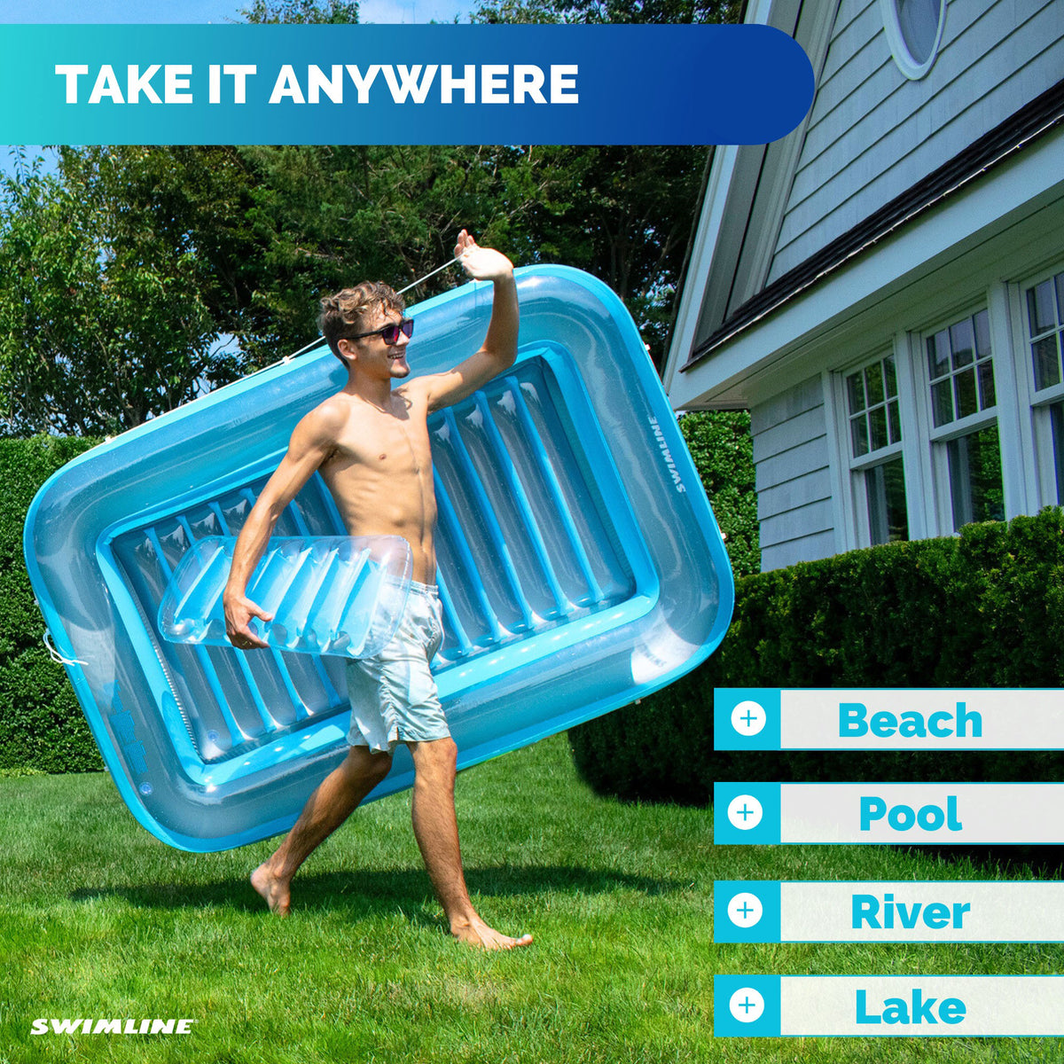 Swimline Original Suntan Tub Relaxing Water Lounge Float, Blue (3 Pack)