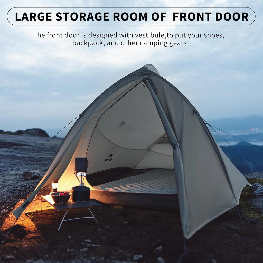 Naturehike 2 Person Tent Lightweight Backpacking Tent with Footprint - Free Standing Ultralight Camping Hiking Backpack Tents, 7.22 5.25ft, Sand