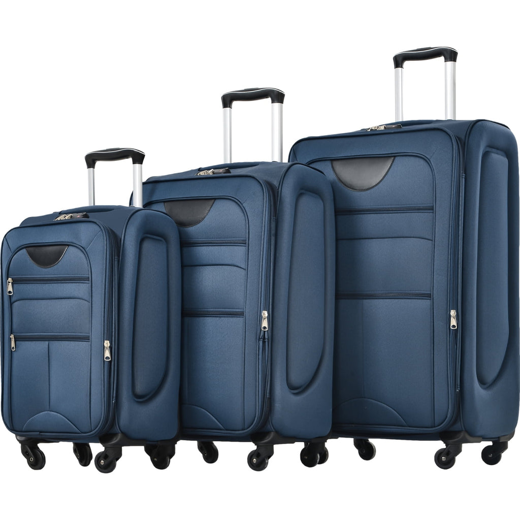 Expandable Softside Luggage Sets 3 Piece,Upright Spinner Suitcases with Wheels,Lightweight Carry on Luggage Travel Set,Green