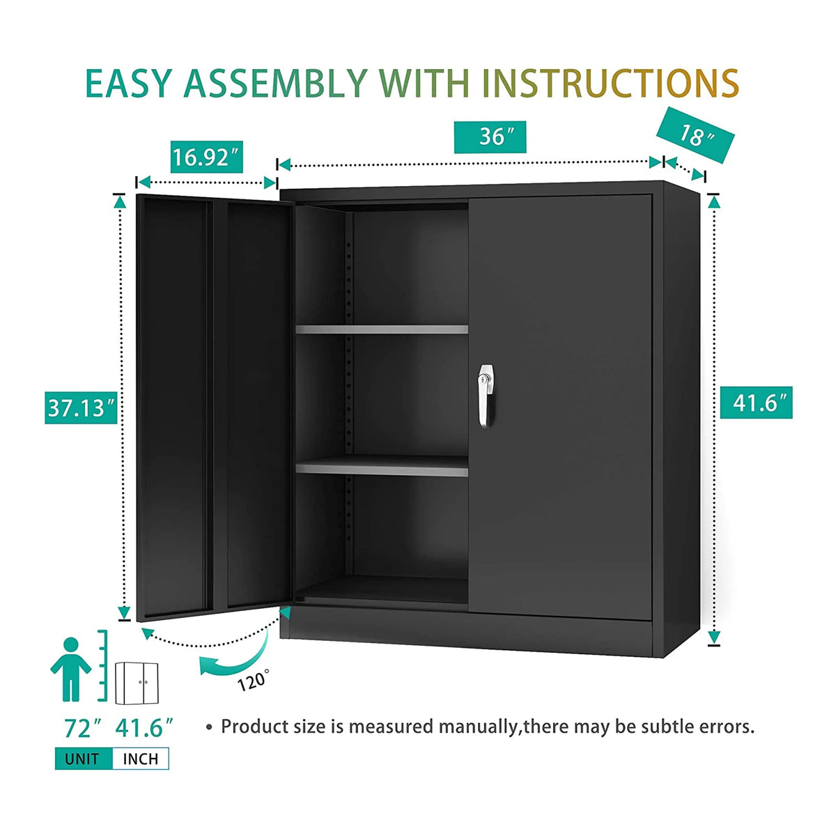 Aobabo 72 Inch Locking Storage Cabinet w/ Adjustable Shelves, Gray
