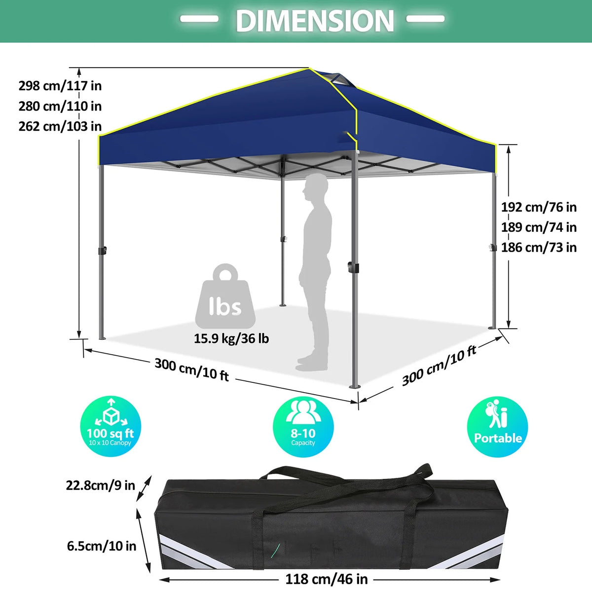 COBIZI 10x10 EZ Pop up Canopy Gazebo with Sidewalls,Pop up Canopy Tent Instant Shelter for Outdoor Party Camping Backyard Beach with Air Vent ,Carry Bag,Stakes,Ropes,Black
