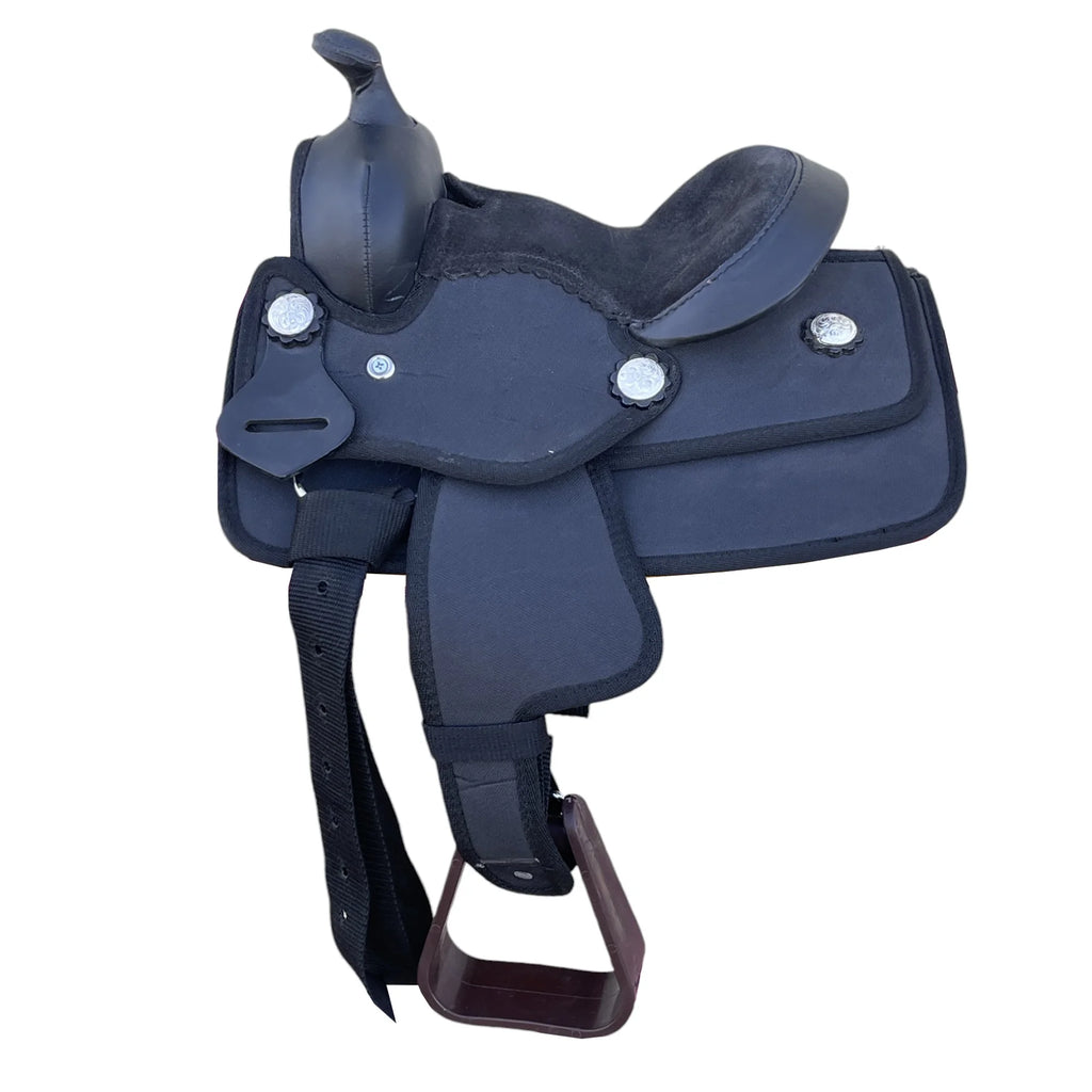 New Generation Kids/Miniature Western Synthetic Horse Saddle – 8" – Available in Black, Light Brown, Purple, and Pink