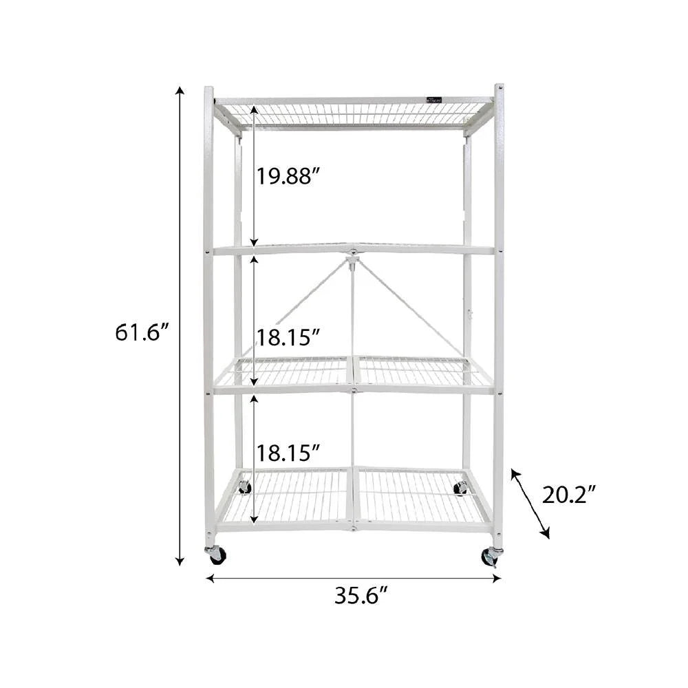 Origami 2-Pack R5 Series Heavy-Duty 4-Tier Foldable Steel Shelf, Pewter