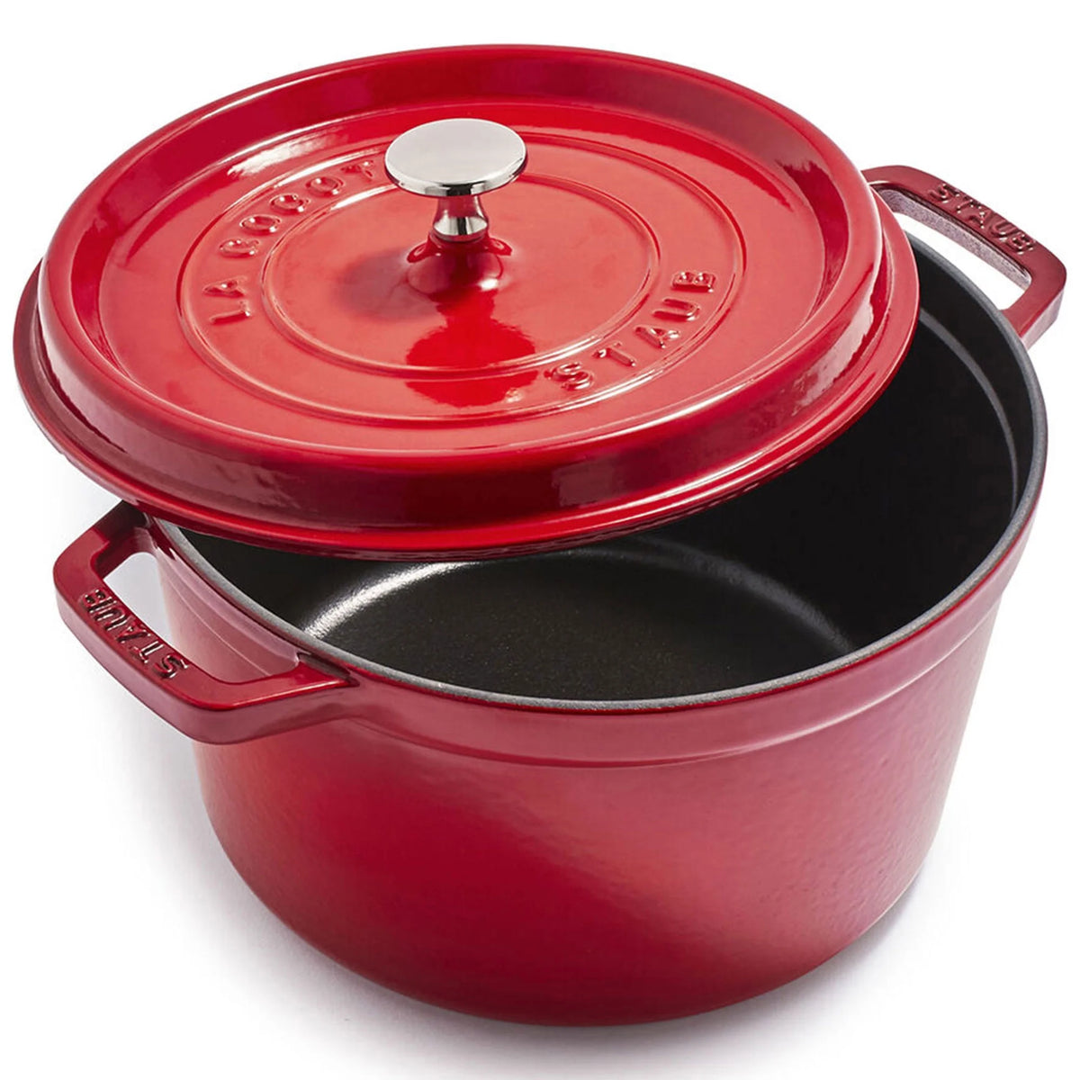 Staub Cast Iron Dutch Oven 5-qt Tall Cocotte, Made in France, Serves 5-6, Cherry