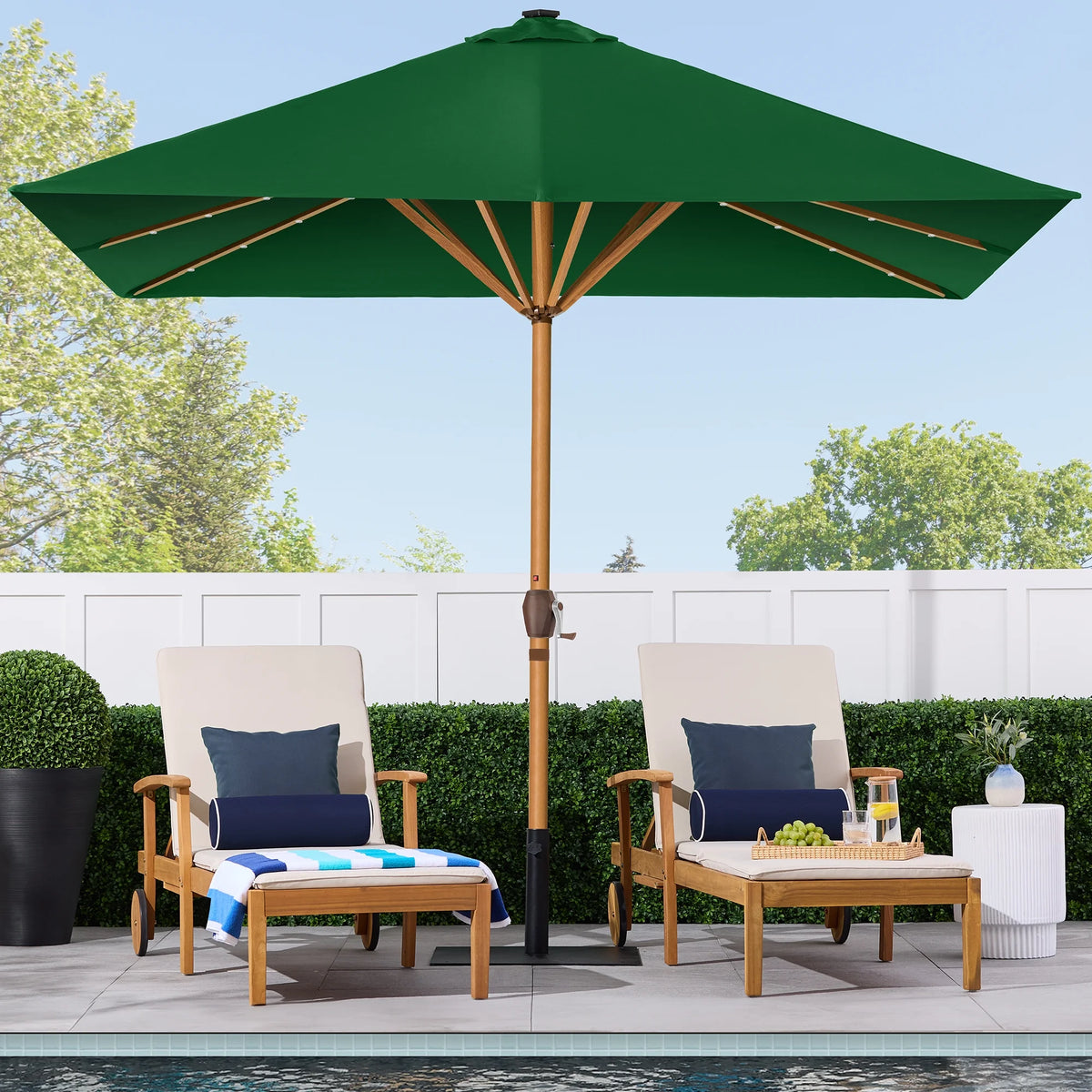 Best Choice Products 9ft Deep Square Solar LED Lighted Patio Umbrella w/ Woodgrain Pattern, UV-Resistant - Black