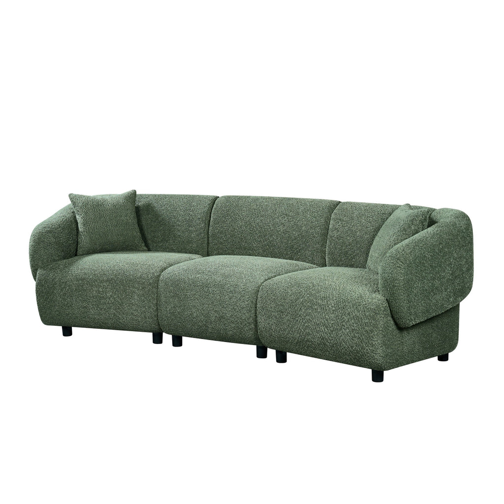 Christopher Knight Home 98.5" Curved Contemporary 3-Seat Sofa with Upholstered Plush Seating, Beige