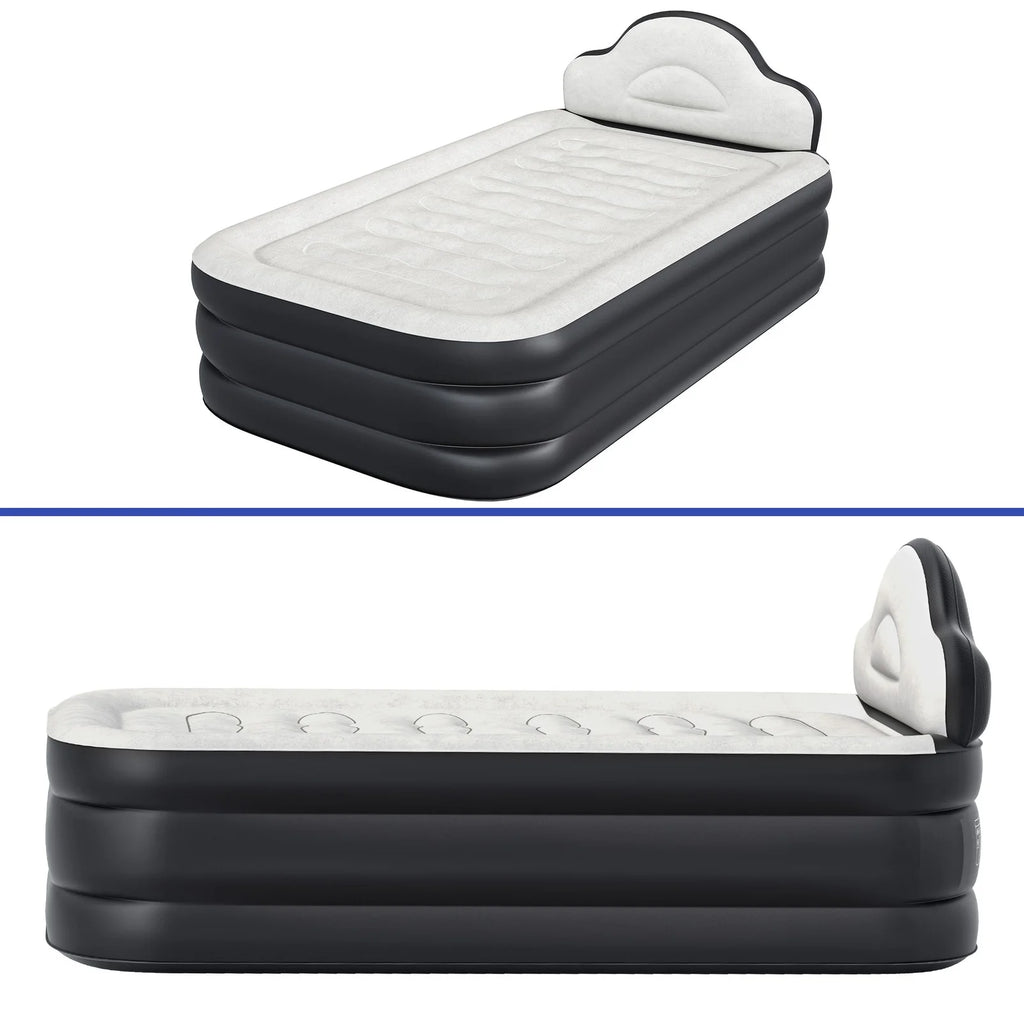 JWRWEF Twin XL Inflatable Air Mattress 18" Raised Bed with Built-in Pump, Headboard & Carry Bag, Portable Blow Up Bed for Guests, Travel, Camping