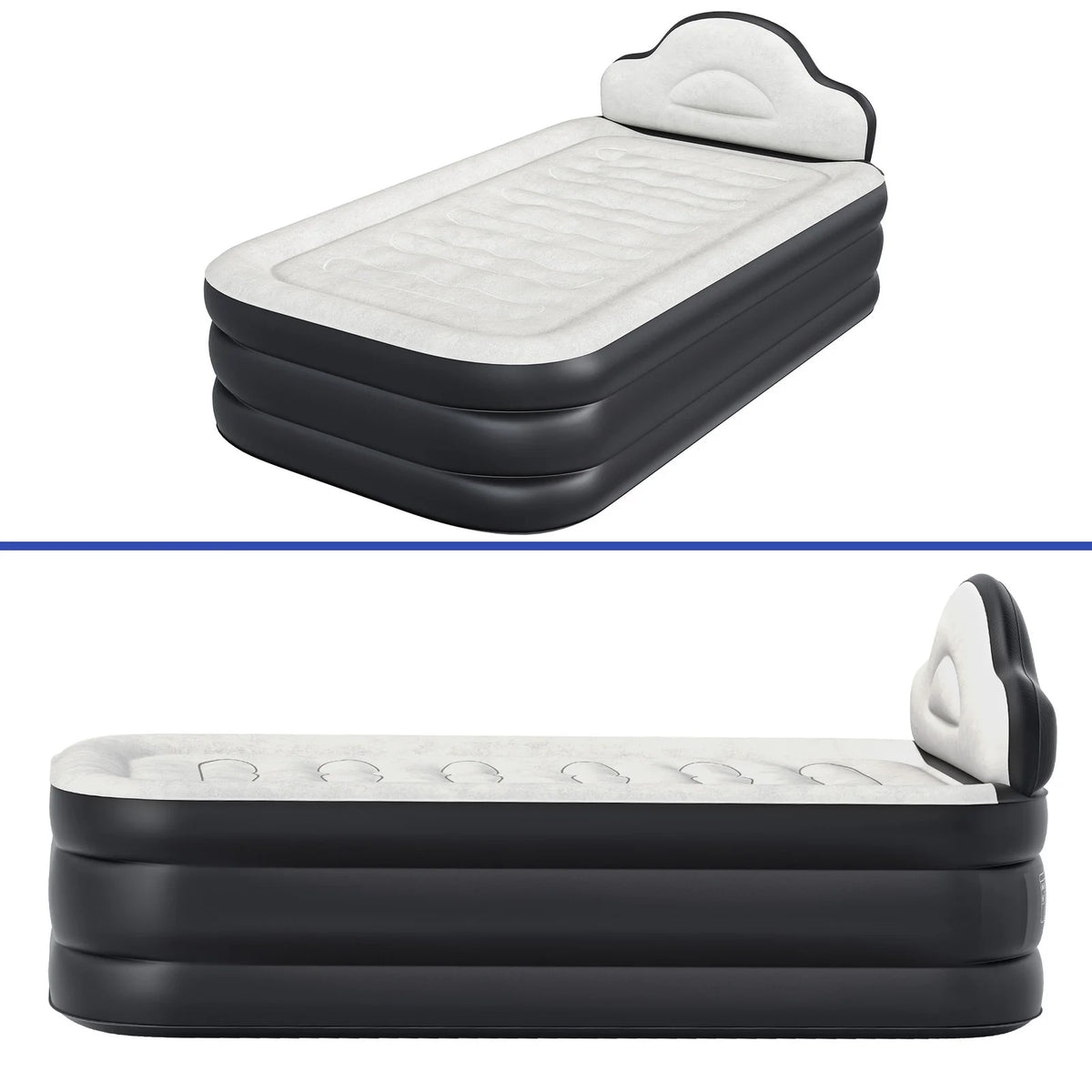 JWRWEF Twin XL Inflatable Air Mattress 18" Raised Bed with Built-in Pump, Headboard & Carry Bag, Portable Blow Up Bed for Guests, Travel, Camping