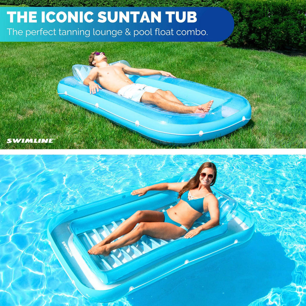 Swimline Original Suntan Tub Relaxing Water Lounge Float, Blue (3 Pack)