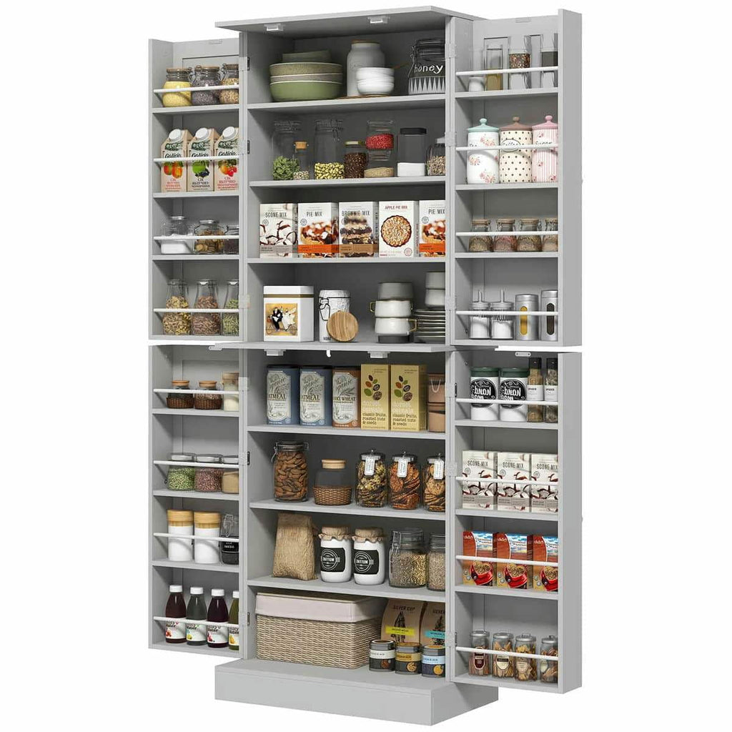 Spaco 17-Tier Kitchen Small Pantry Cabinet with 2 Doors and 6 Adjustable Shelves, Cabinet Pantry, Freestanding 5-Tier Shelving Pantries for Kitchen Storage, Gray
