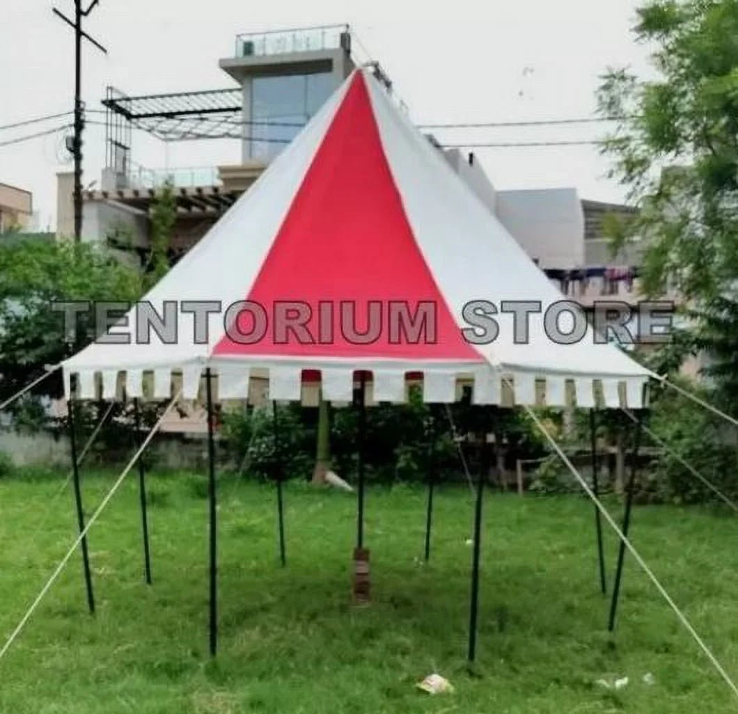 WEEKEND SALE Medieval Round Pavilion Red & White 5m Tent Functional water Resistant Camping Tent