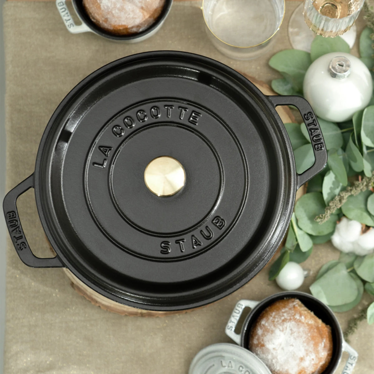 Staub Cast Iron 4-qt Round Cocotte - Matte Black