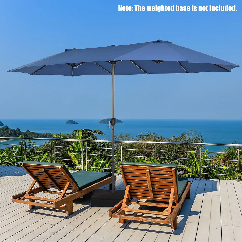 Costway 15ft Beige Patio Double-Sided Umbrella, Crank Lift