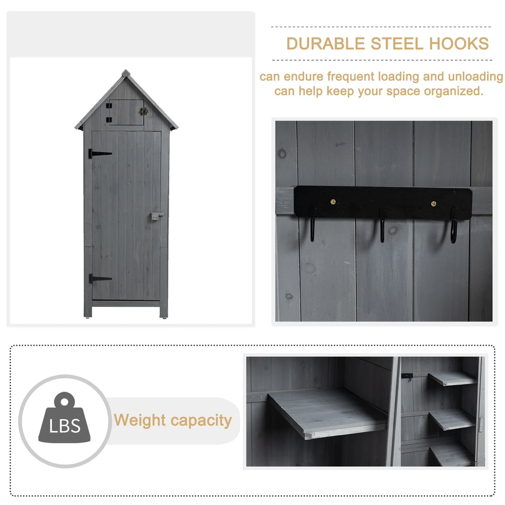 Miniyam 70.55" Outdoor Storage Shed, Garden Tool Storage Cabinet for Home Yard, Natural