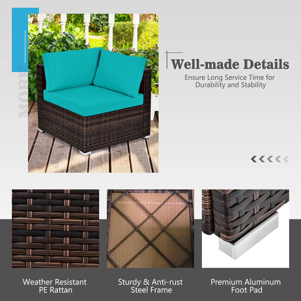 Costway 8PCS Patio Rattan Furniture Set Fire Pit Table Tank Holder Cover Deck Black