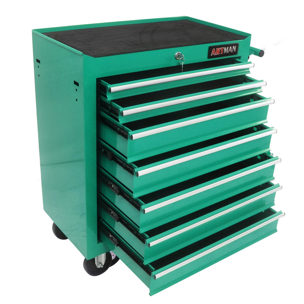 7-Drawer Rolling Tool Chest, Metal Tool Storage Organizer Cart with Locking System and Wheels, Multifunctional Mechanic Tool Cart for Garage, Warehouse, Workshop, Repair Shop, Red
