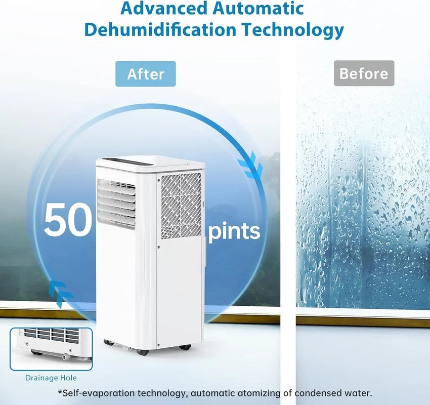 10000 BTU Portable Air Conditioner, 4-In-1 (Cool/Dehumidify/Fan) With Remote, LED Touch Control & 24H Timer & Window Mount Kit, Air Conditioners Cools Rooms Up to 450 Sq.Ft for Home, Office Room