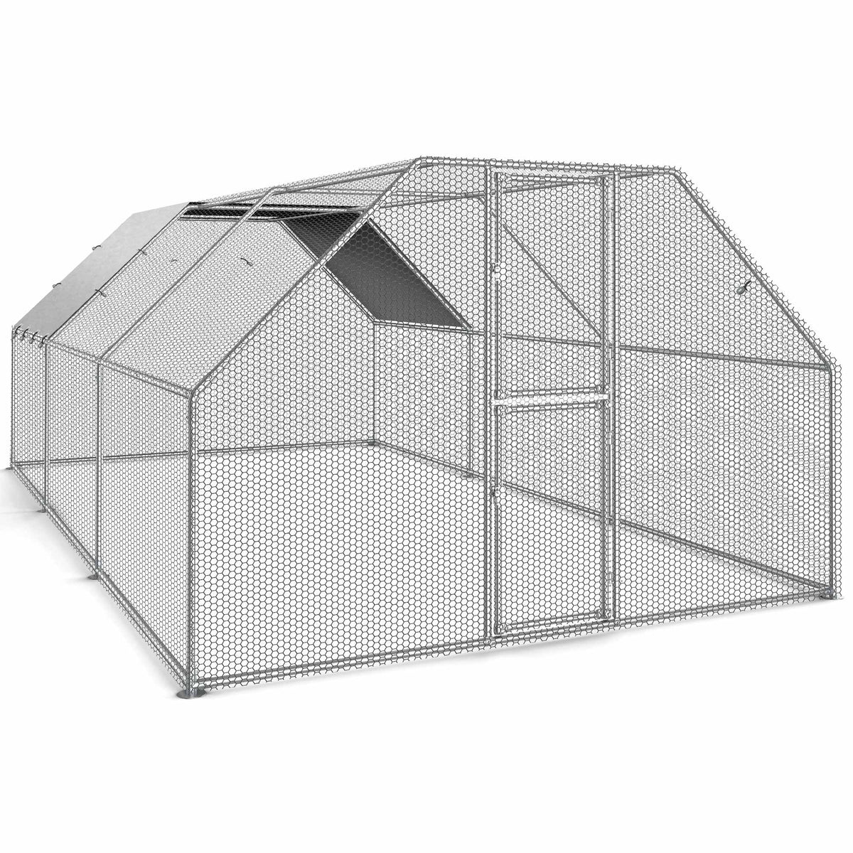 Dextrus Large Metal Chicken Coop, Walk-in Chicken Run, Galvanized Wire Poultry Chicken Hen Pen Cage, Rabbits Duck Cages with Waterproof Anti-Ultraviolet Cover for Farm, Backyard