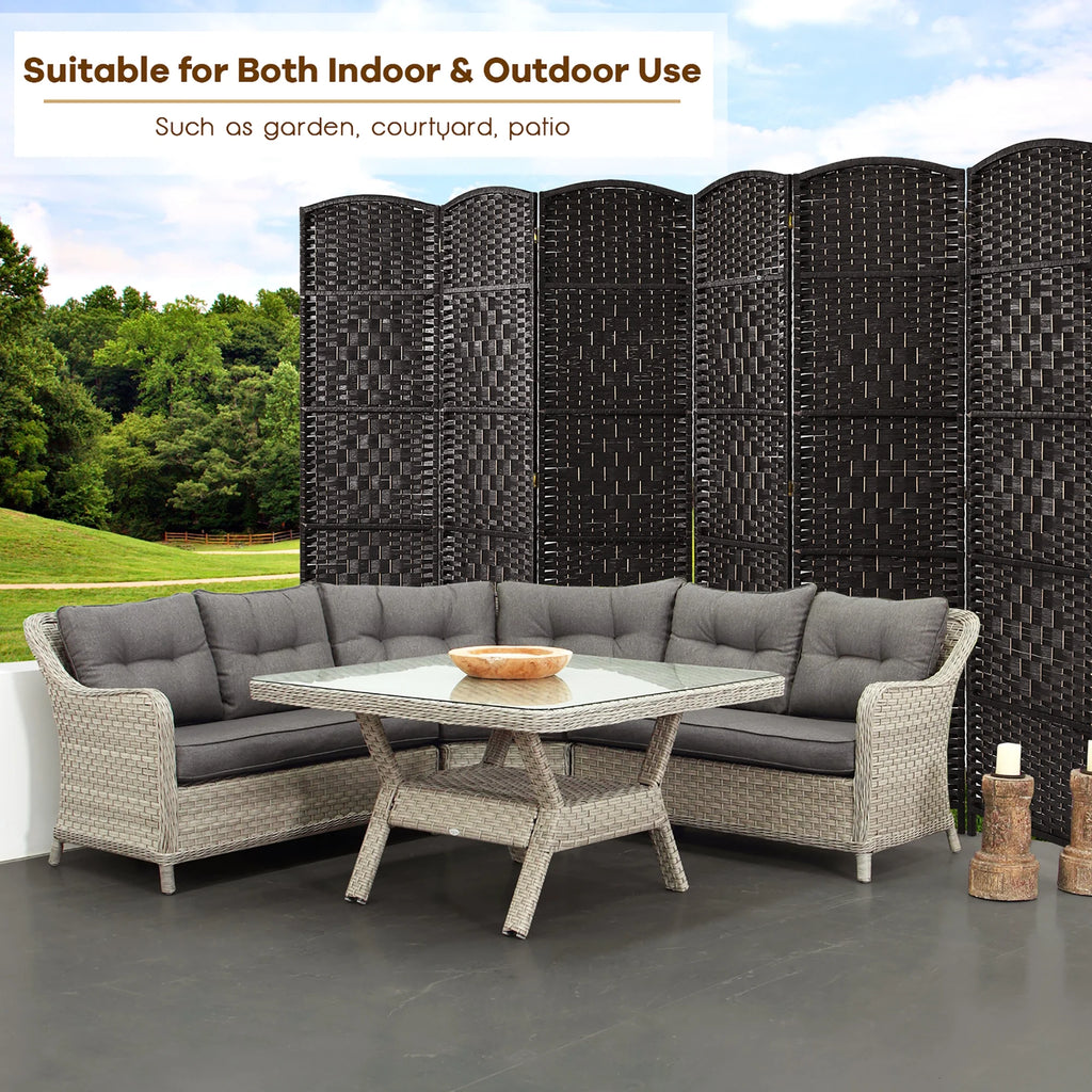 Costway 6-Panel Room Divider 6Ft Weave Fiber Folding Privacy Screen Brown