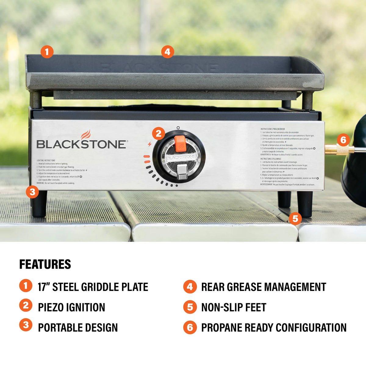 Blackstone 17 Original Tabletop Griddle with Stainless Steel Front Panel