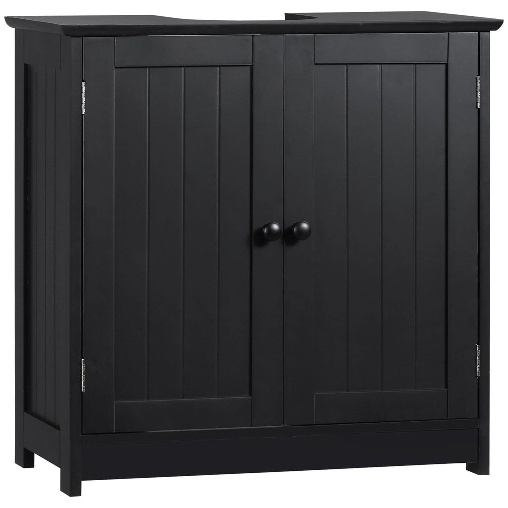 HOMCOM Under Sink Bathroom Cabinet with 2 Doors and Shelf, Pedestal Sink Bathroom Vanity Cabinet, Black