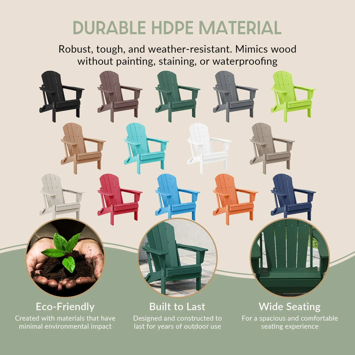Westintrends Outdoor Folding HDPE Adirondack Chair, Patio Seat, Weather Resistant, Dark Brown
