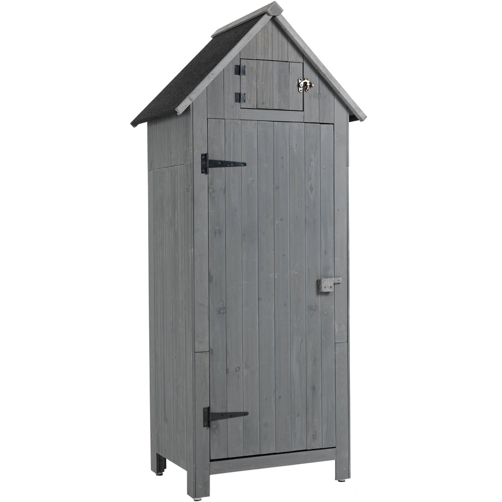 Miniyam 70.55" Outdoor Storage Shed, Garden Tool Storage Cabinet for Home Yard, Natural