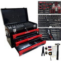 NIGSQJB Tool Set 439pcs with 3 Drawers Tool Box Organizer, Mechanic Tool Set for Home, Tool Box Set 4-Tier Socket Wrench Ratchet Plier Nails, Home Tool Set Mechanics Kit for Adults Man Handyman, Red