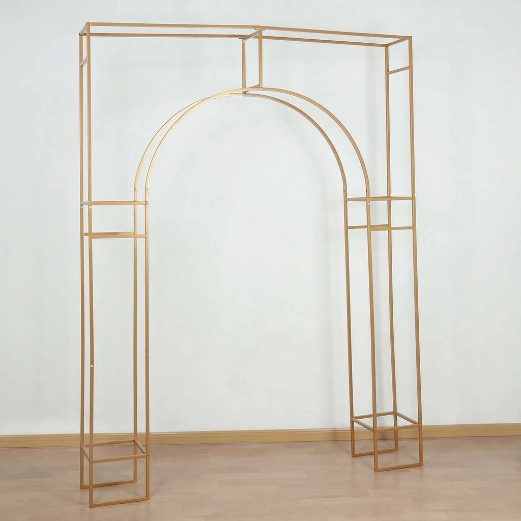 BalsaCircle 7 feet Gold Metal Wedding Arch in Arc de Triomphe Style Party Events Home Decorations Supplies