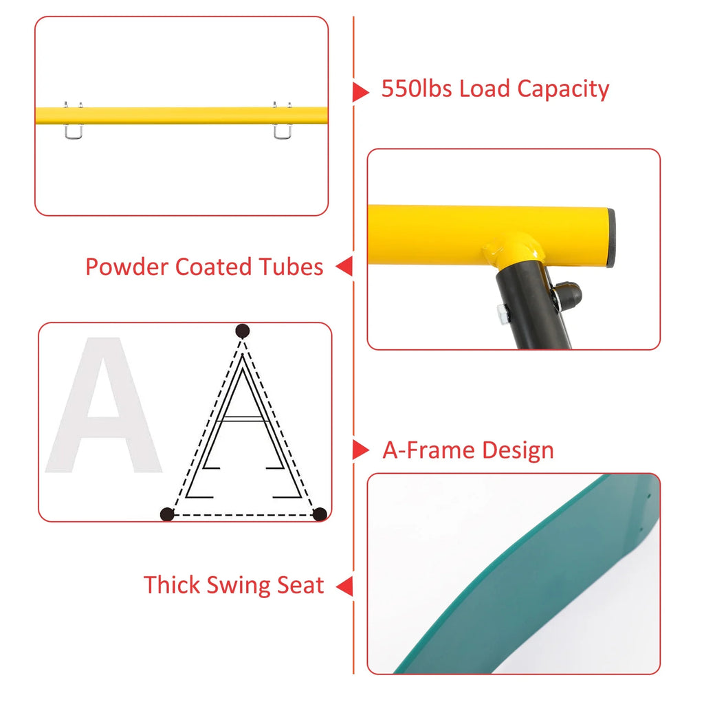 IVV Swing Stand for Porch, Outdoor Heavy Duty Swing Frame, Steel Metal Frame with 4 Ground Pegs, 73" Height Holds Up to 550lbs, Red (Swing NOT Included)