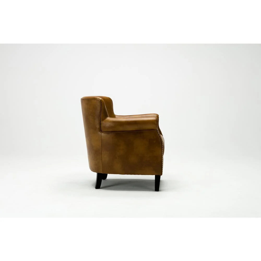 Comfort Pointe Holly Navy Blue Faux Leather Club Chair with Nail Head Trim