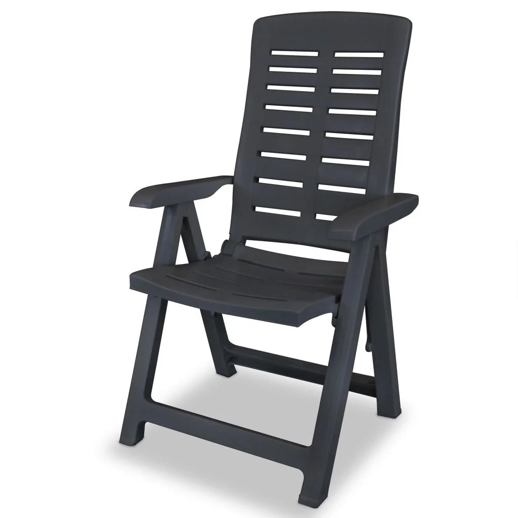 vidaXL Reclining Patio Chairs Outdoor Stack Dining Chair with Armrest Plastic