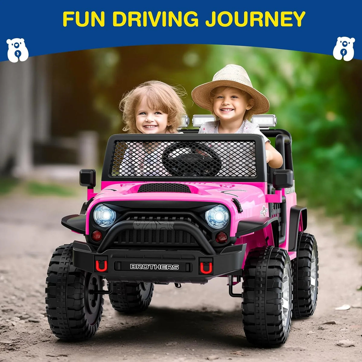 L8 Ride On Car, 2 Seater, 12V Kids Electric Car w/Remote Control, 4-Wheel Suspension, Bluetooth Speaker, Multi Music Modes, 3 Speeds, LED Lights, Xmas & Birthday Gift Ideas for Kids Ages 3+