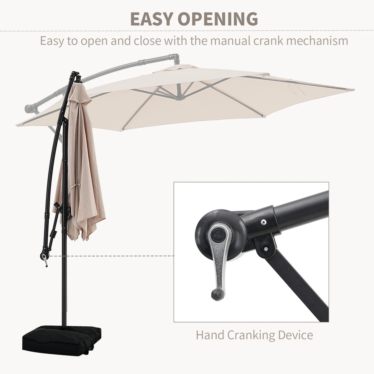 Autlaycil 10 ft Cantilever Offset Outdoor Patio Umbrella with Base Stand Rotate and Tilt, Blue
