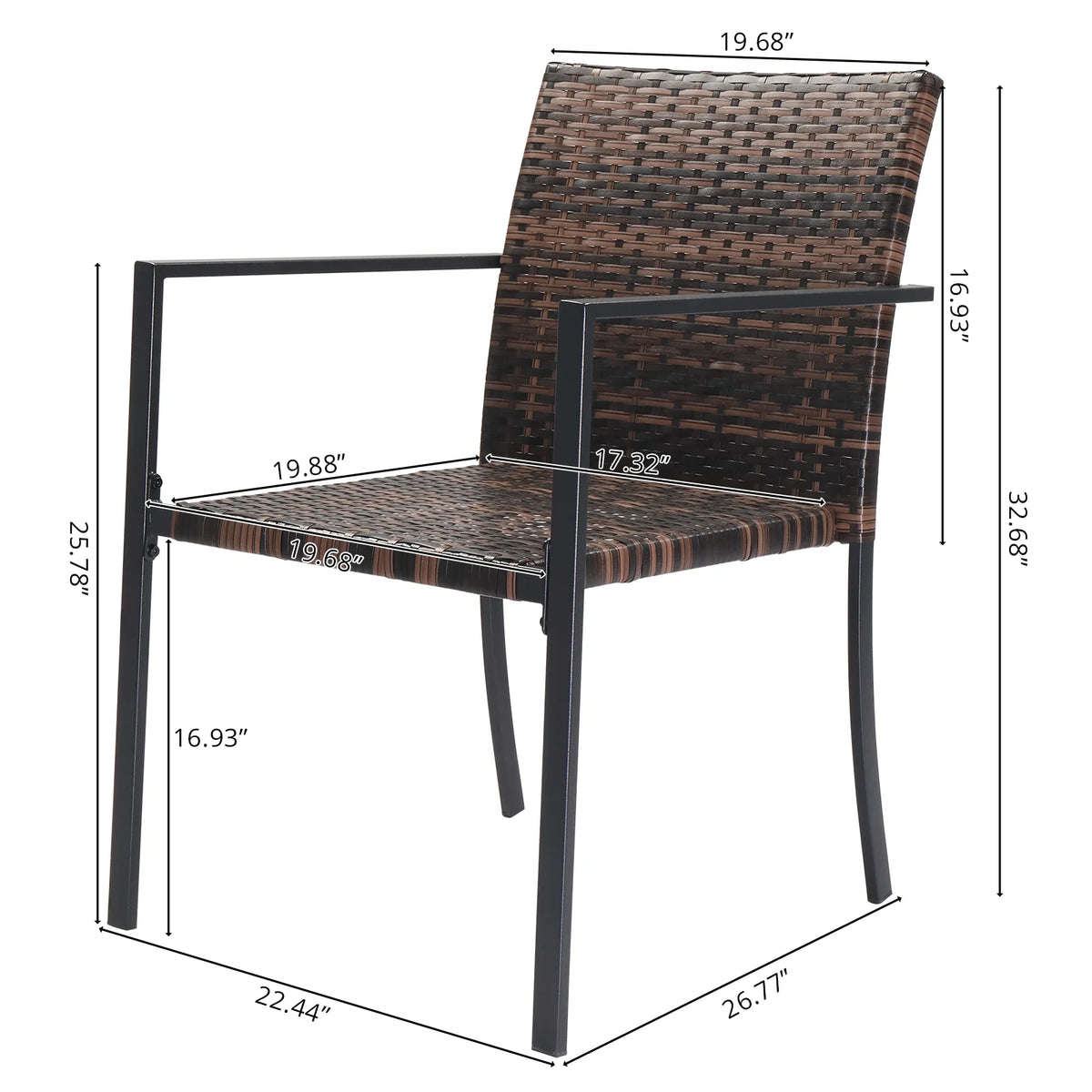 UBesGoo Set of 2 Wicker Chairs, Rattan Furniture Dining Chairs for Kitchen, Living Room, Wicker Conversation Bistro Chairs for Outdoor and Indoor, Brown