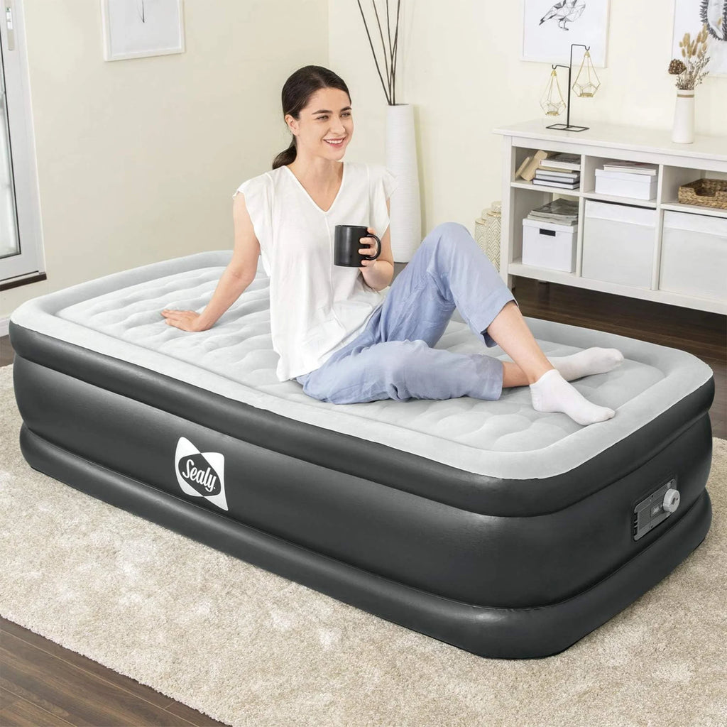 Open Box Sealy Tritech 20" Inflatable Mattress Twin Airbed w/ Built-In Pump