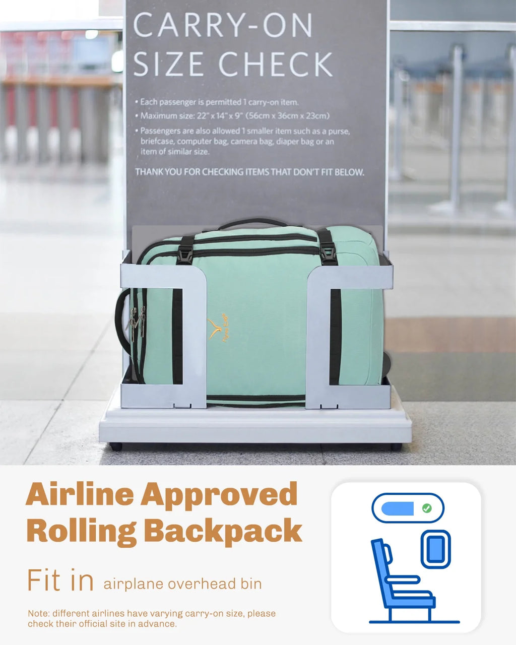 Hynes Eagle 22" Hybrid Carry-On Luggage, Softside Rolling Backpack, Grey
