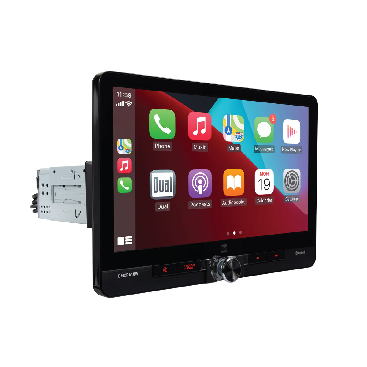 Dual Electronics 10.1" Touchscreen Car Stereo Receiver with Wireless Apple CarPlay & Android Auto Includes Single & Double DIN Adapters, Bluetooth, USB DMCPA10W (New)