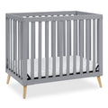 Delta Children Essex Convertible Mini Baby Crib with 2.75-Inch Mattress. Grey w/Natural