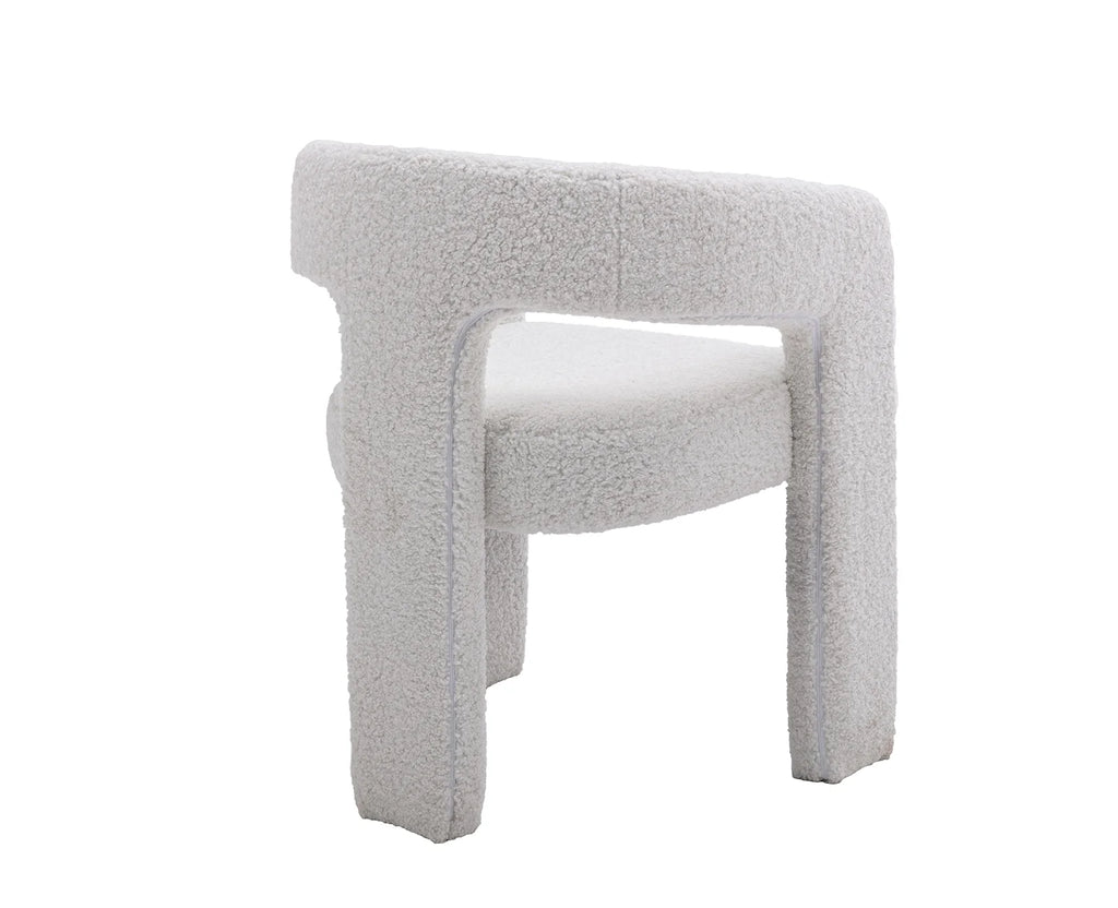 Guyou Modern Sherpa Upholstered Dining Chair, Cute Barrel Side Armchair Kitchen Chair with Armrests and Back for Living Room Dining Room Bedroom, Green