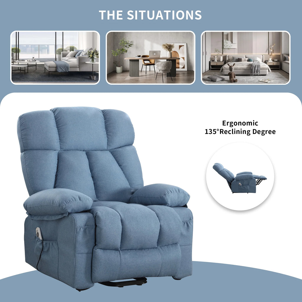 JONPONY Power Lift Recliner Chair Recliners for Elderly with Heat and Massage Recliner Chair for Living Room with Infinite Position and Side Pocket,USB Charge Port,Brown