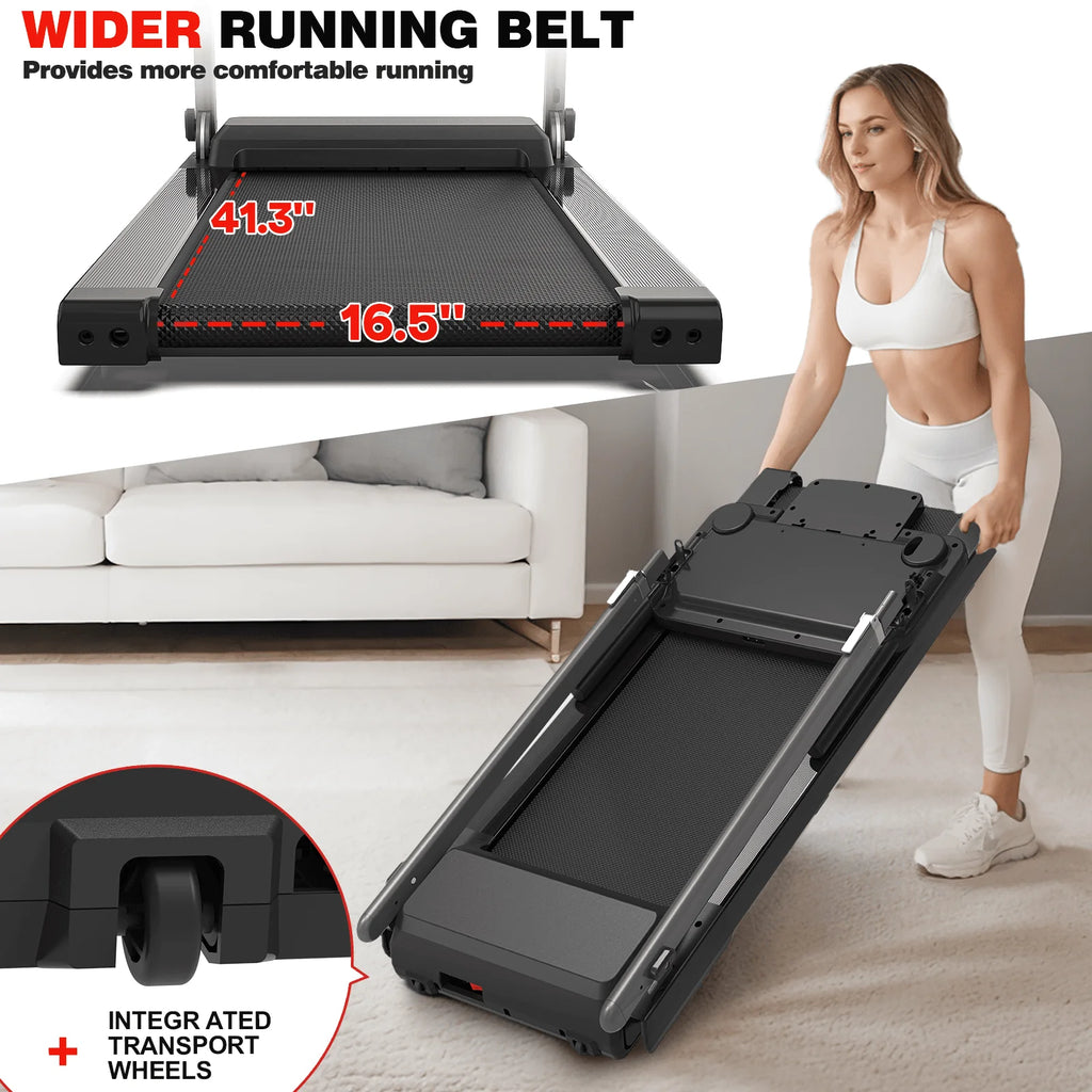 [TREADMILL CLEARANCE] FYC 2.5HP Folding Treadmill with Adjustable Height Desk & Incline - Compact Electric Treadmill Bluetooth Speaker for Running Walking Foldable Portable  (Silver)