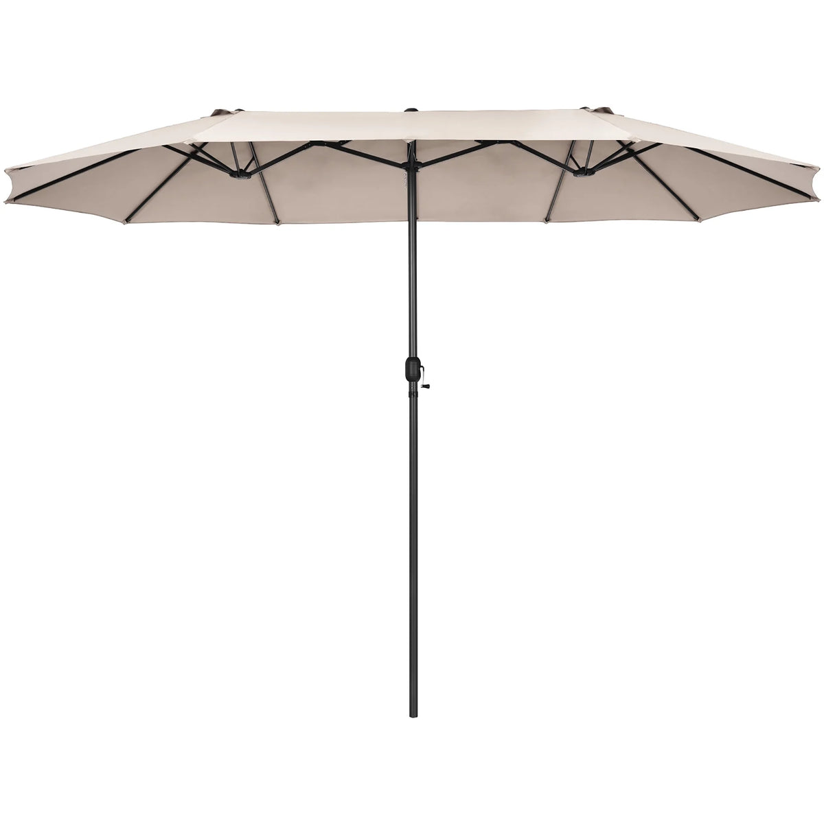 Costway 15ft Beige Patio Double-Sided Umbrella, Crank Lift