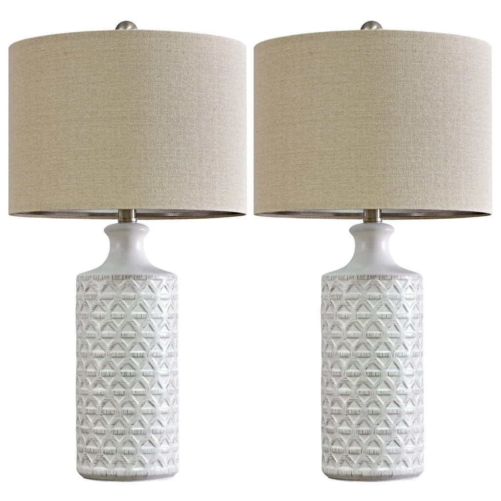 Oneach Ceramic Table Lamps for Living Room 24.75" Modern Farmhouse Bedside Nightstand Lamp Set of 2 for Bedroom