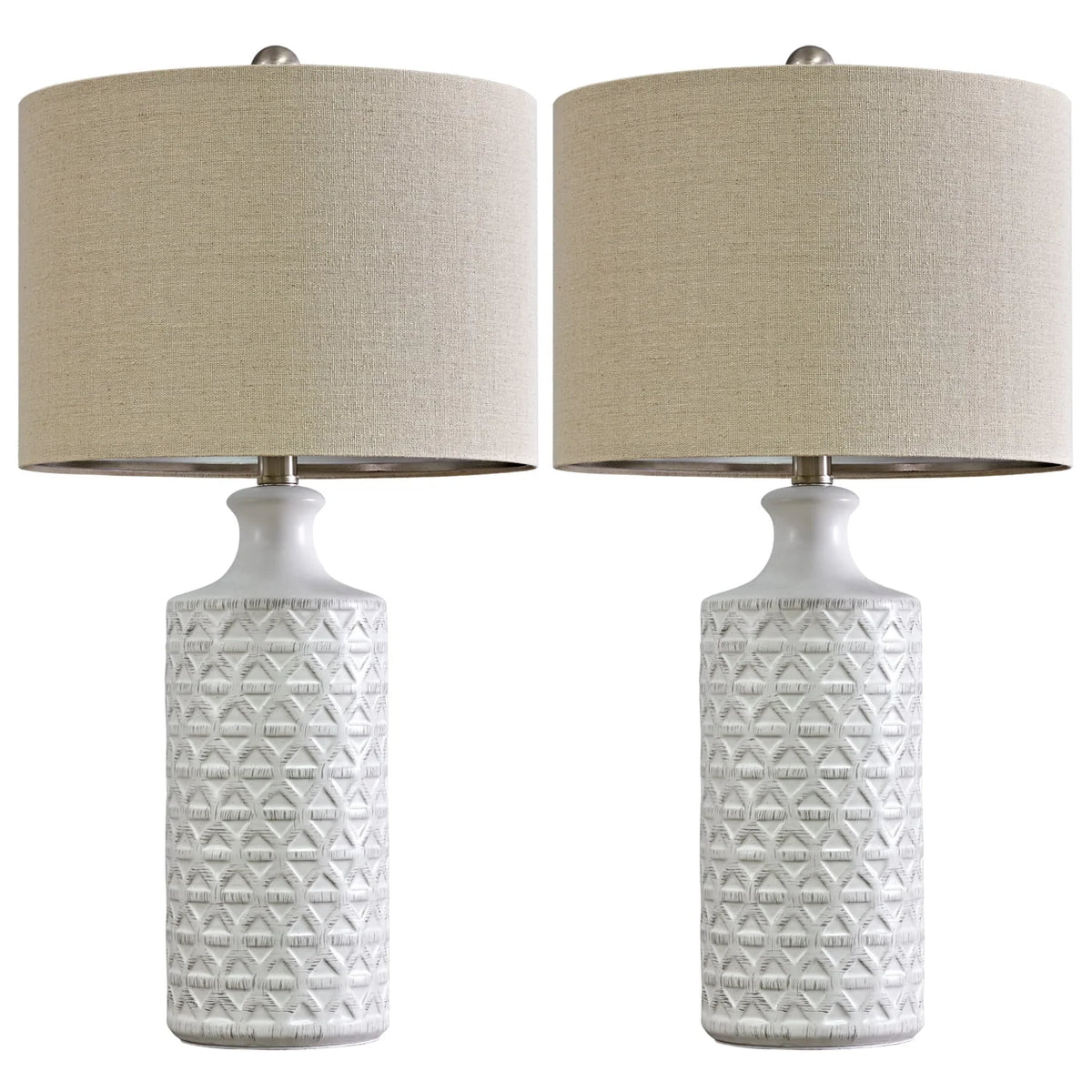 Oneach Ceramic Table Lamps for Living Room 24.75" Modern Farmhouse Bedside Nightstand Lamp Set of 2 for Bedroom