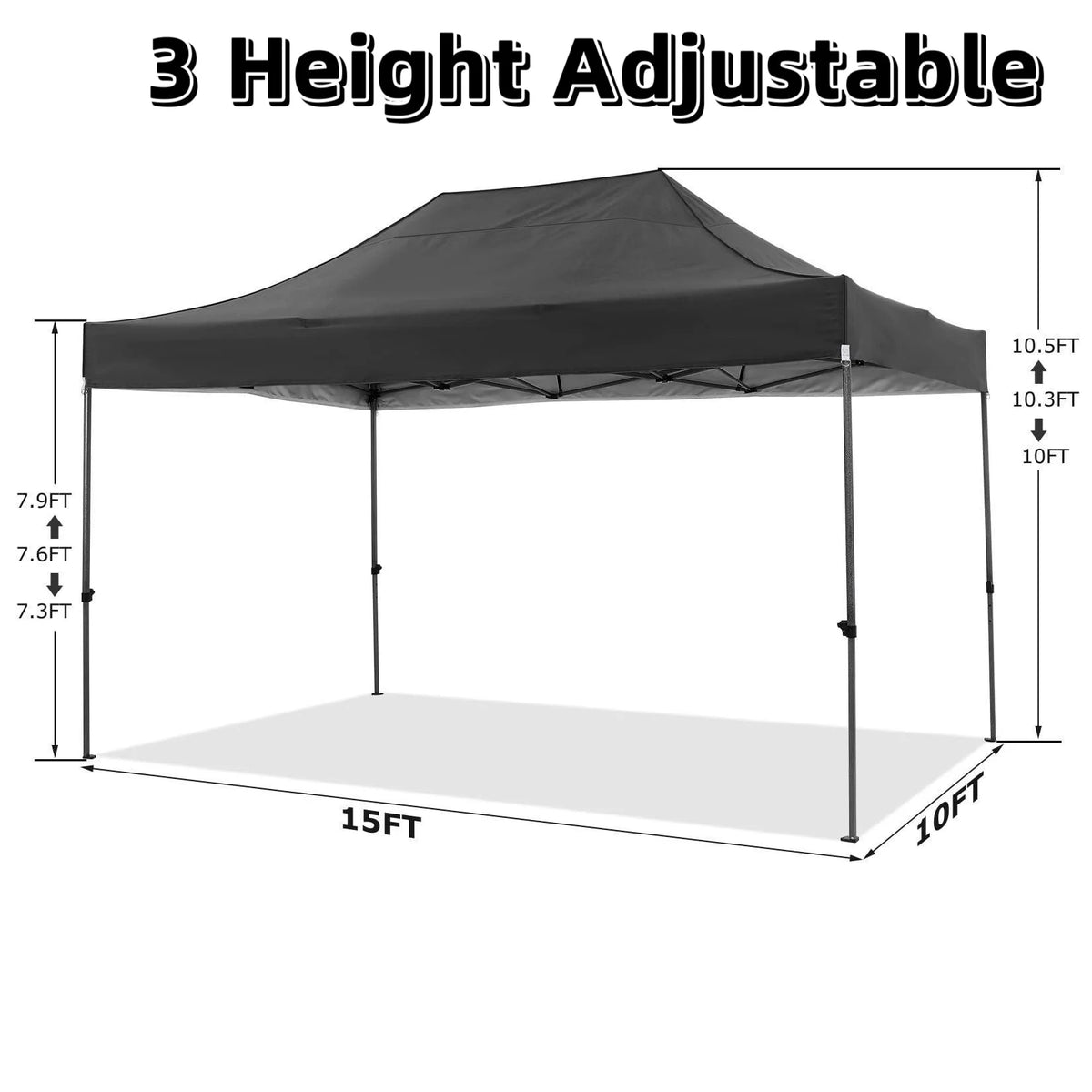 COBIZI 10x20 Heavy Duty Pop up Canopy Tent with 6 sidewalls Easy Up Commercial Outdoor Canopy Wedding Party Tent for Beach All Season Wind & Waterproof Gazebo with Roller Bag,Black(Frame Thickened)