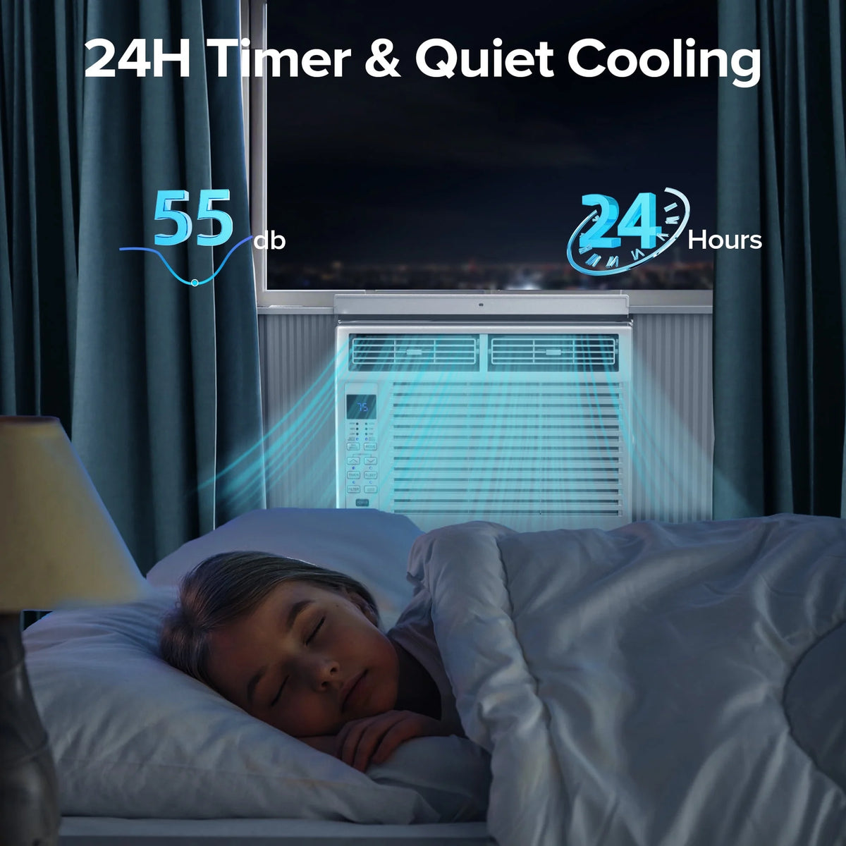 KISSAIR 10,000 BTU U Shaped Window Air Conditioner with Remove Control , for Room AC Unit 6 Modes &3 Fan Modes , Cools up to 450 Sq. Ft