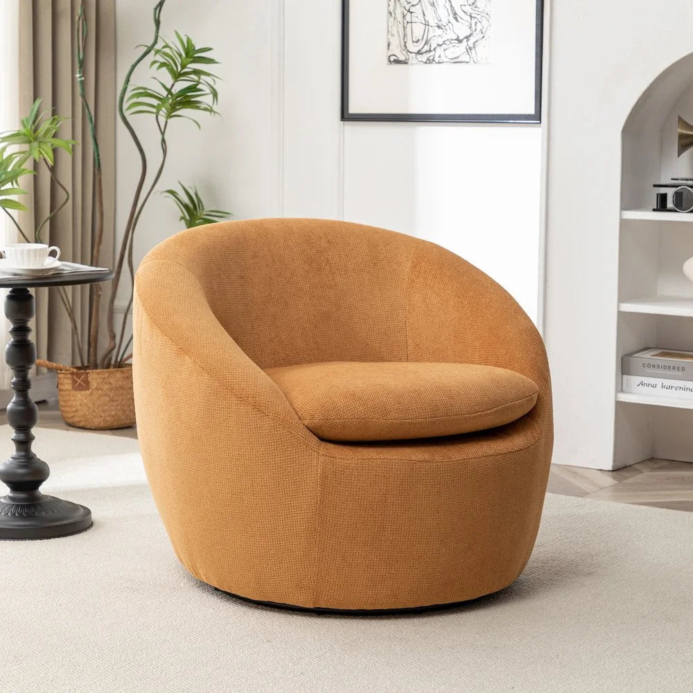 Roundhill Furniture Winnie Modern Barrel Chair, 360 Swivel