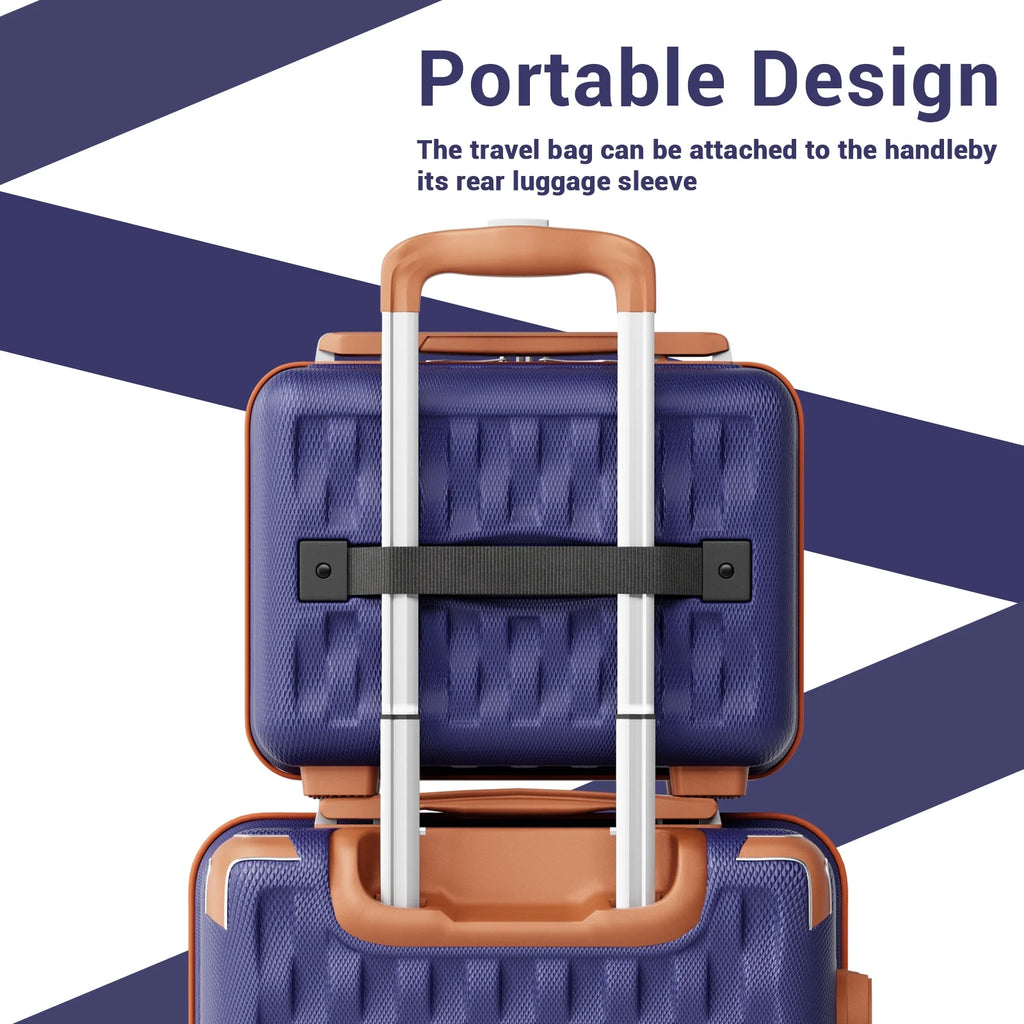 Melalenia - 7 Luggage Sets ABS Hardside Spinner Luggage -With Spinner Wheels and TSA Lock-White