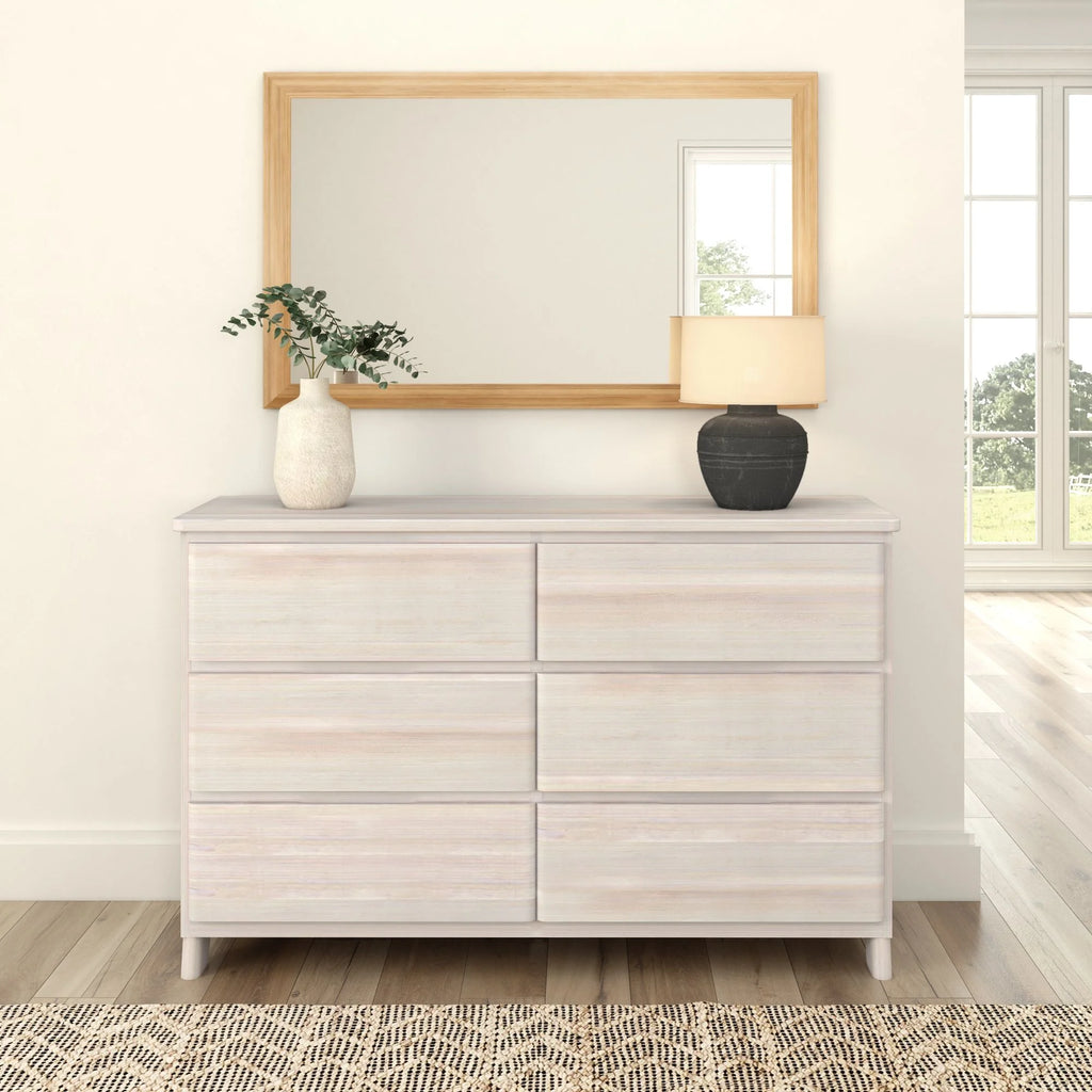 Plank+Beam Solid Wood Farmhouse 6 Drawer Dresser, Barnwood Brown